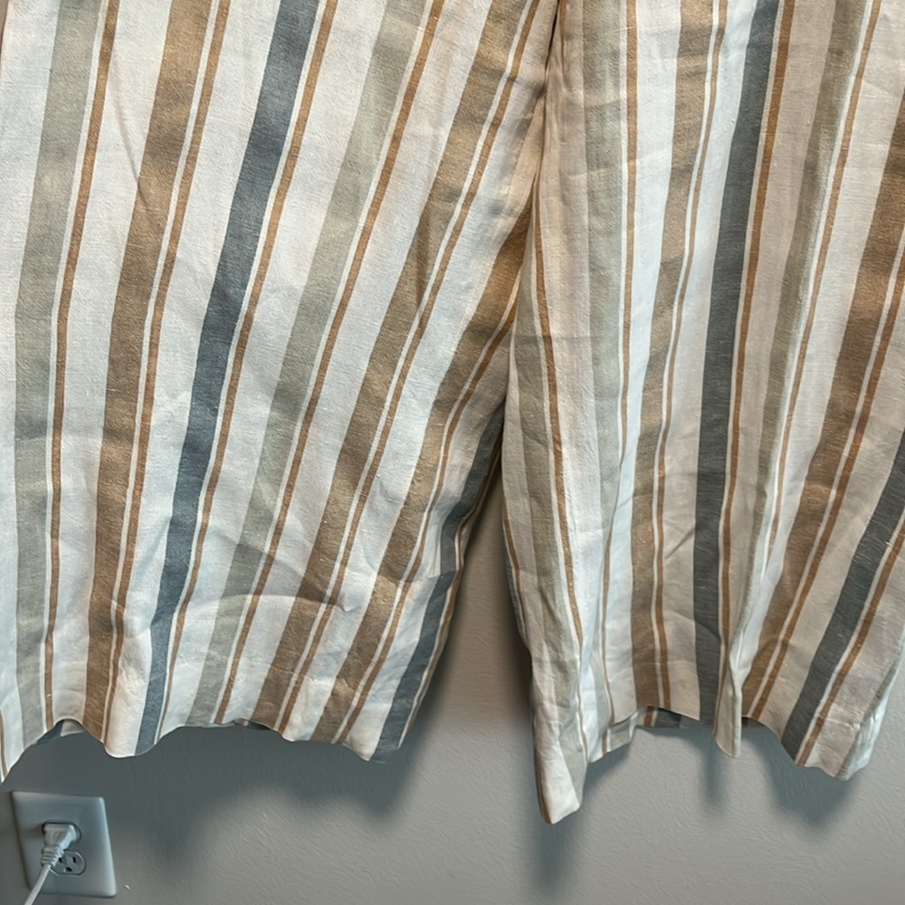 LAFAYETTE 148 NY Columbus Striped Wide-Leg Linen Pants, Multi-Color, Size XXL - Picture 6 of 11